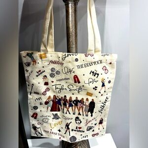 Taylor Swift Cream Tote with Colorful Graphics